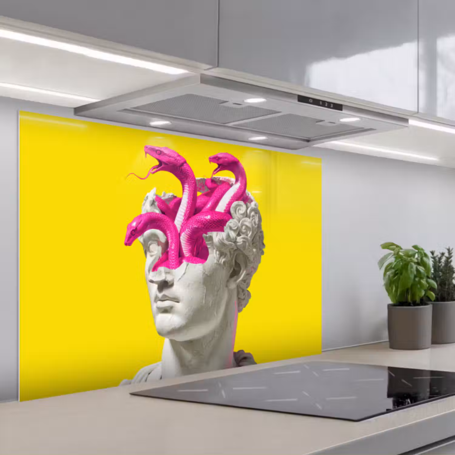 Spatscherm keuken - Buste - Slangen - Geel
