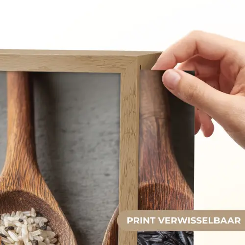 Houten - Lepels - Rijst - Zaden Light Box met batterij (Wandlamp) middel -USP_websiteprintNL