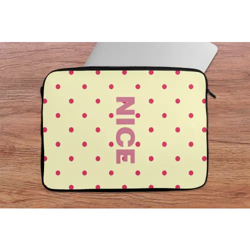 Nice - Stippen - Roze - Geel laptophoes neopreen klein -tafel