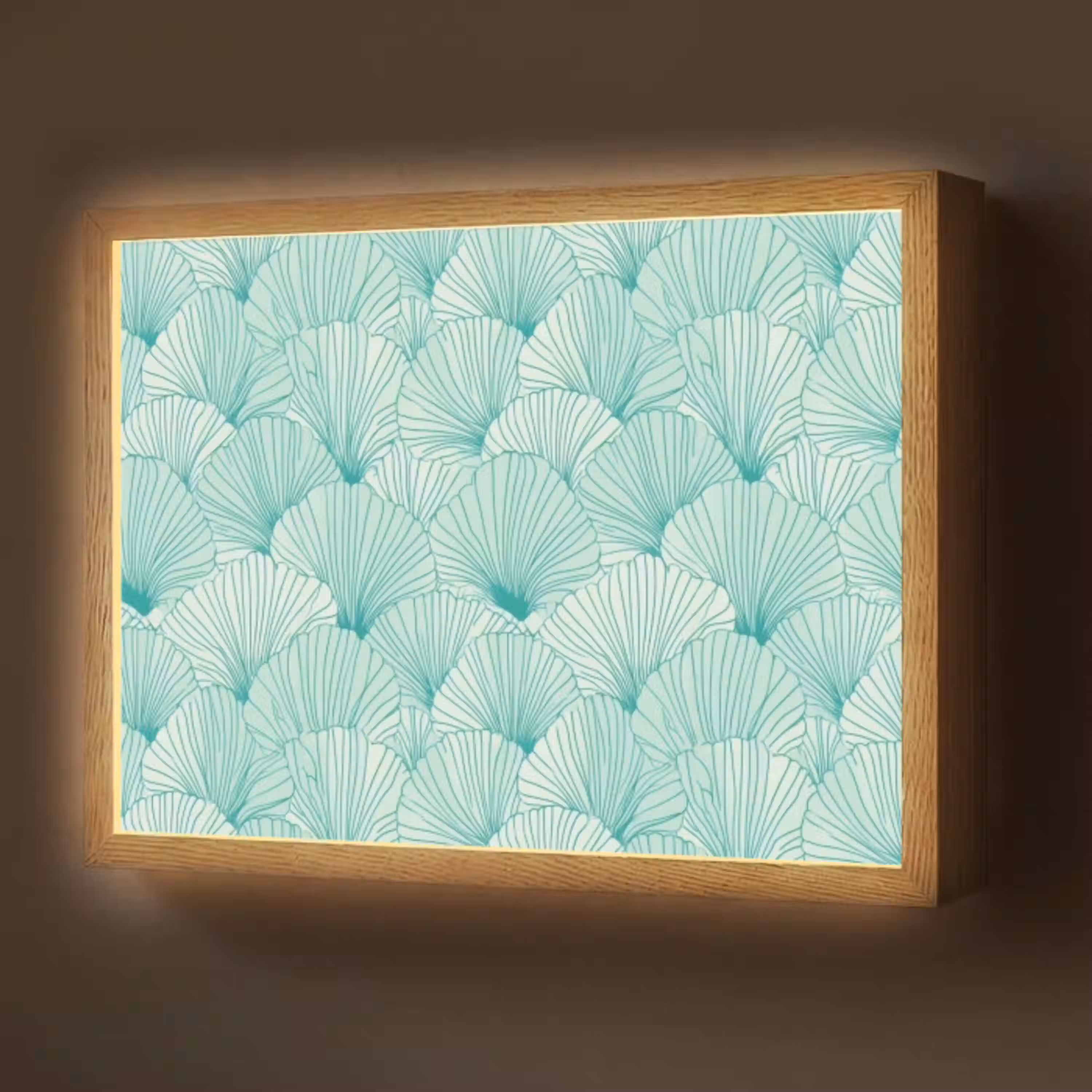 Groen - Wit - Ginko - Getekend - Textuur Light Box met batterij (Wandlamp) middel 907 -z3d_website