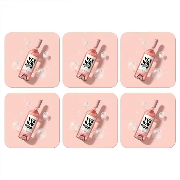 Bubbels - Rosé - Roze onderzetter kurk middel -3d