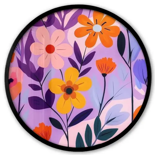 Bloemen - Kleurrijk - Bladeren Fotolijst rond zonder passe partout klein -3d