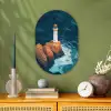 Vuurtoren - Rots - Zee - Golven Wandcirkel Ovaal Forex klein -sfeer2
