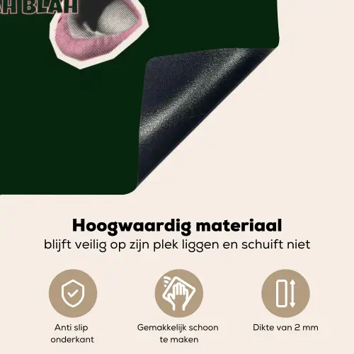 BLAH BLAH BLAH - Mond - Groen Inductie beschemer met haakjes klein -ky-onderkant-nl