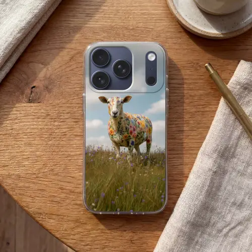 Schaap - Bloemen - Weide Telefoonhoesje iPhone 17 Pro klein -sfeer1