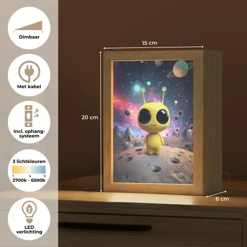 Alien - Ruimte - Geel - Planeten Light Box met kabel klein -USP_NL