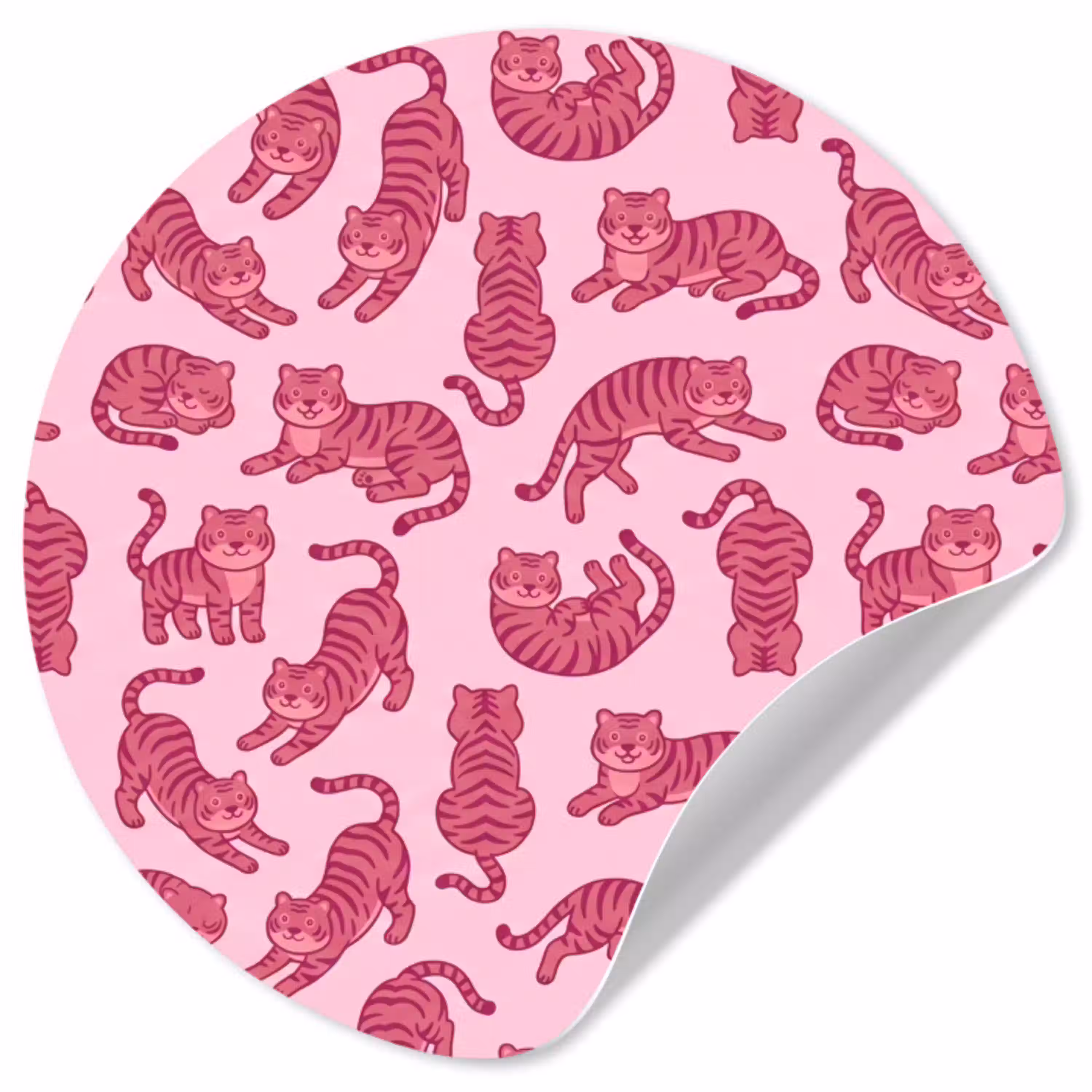 Dieren - Patroon - Roze - Speels - Cartoon Wandcirkel behangsticker klein -3d