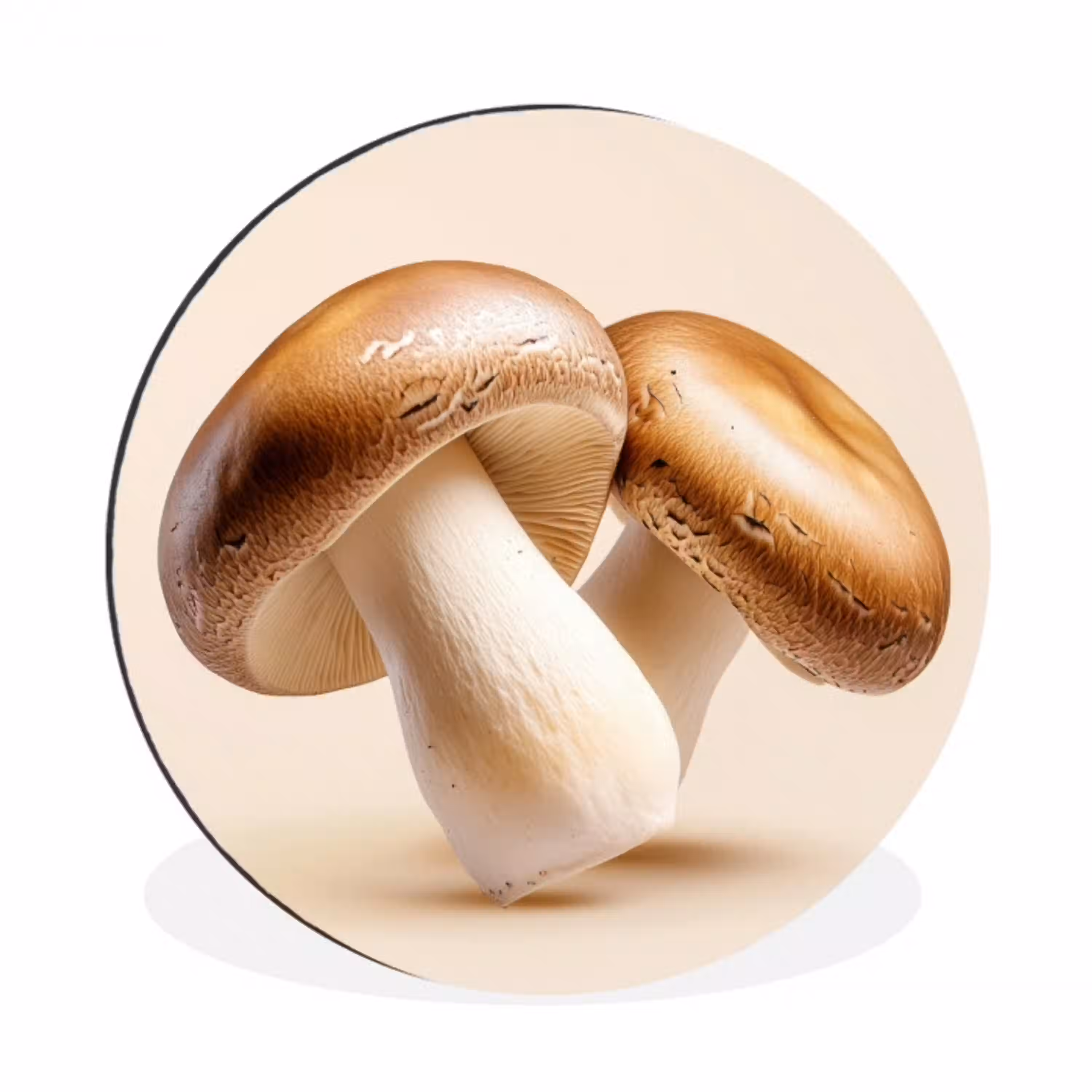 Champignons - Zacht - Beige Wandcirkel aluminium klein -3d