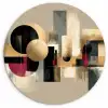 Abstract - Vormen - Beige - Texturen Wandcirkel kunststof plaat 5mm dik klein -3d