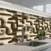 Abstract - Retro - Zwart keuken achterwand 2 middel 871 -3d_schuin