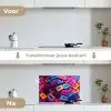Cassetteband - Kleurrijk - Energiek keuken achterwand spatscherm klein -voor_na_NL