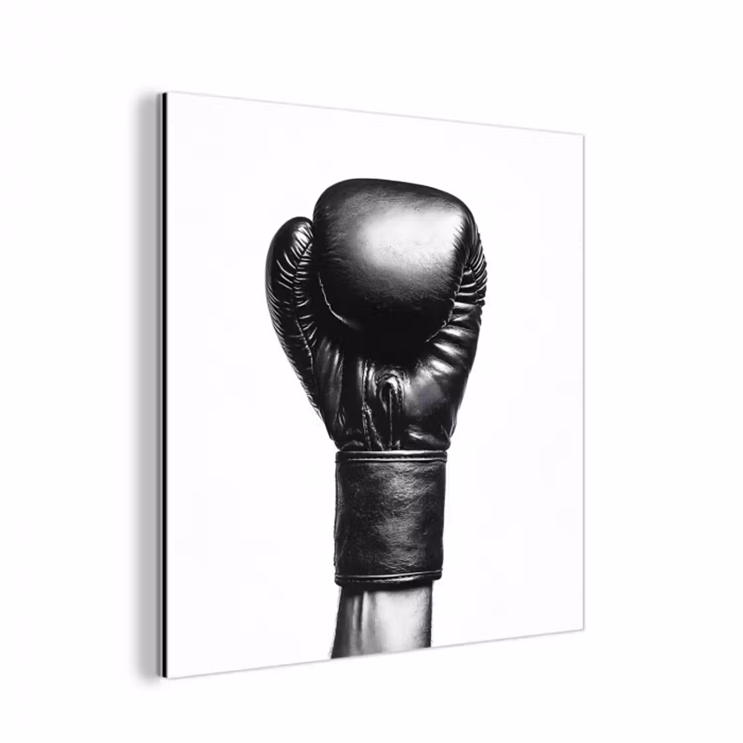 Alu-Dibond-Bild - Boxhandschuh - Schwarz - Hand