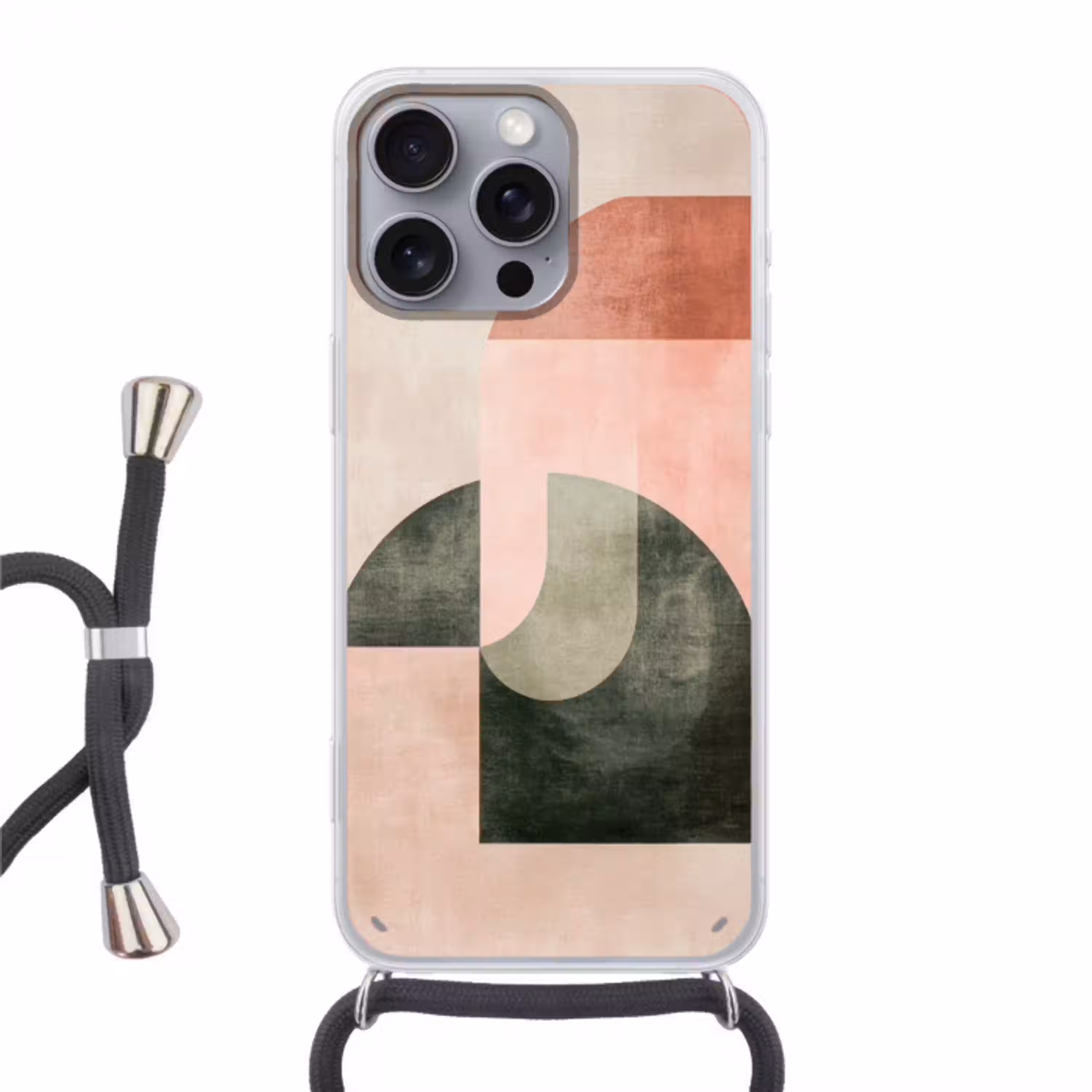 Cirkel - Abstract - Roze Hoesje iPhone 16 Pro Max met koord klein -3d
