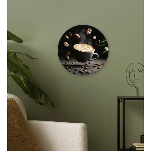 Cappuccino - Kop - Bonen - Bruin Wandcirkel plexiglas klein -sfeer3