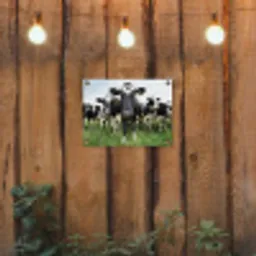 Nieuwsgierige koeien tuinposter los doek klein -sfeer1