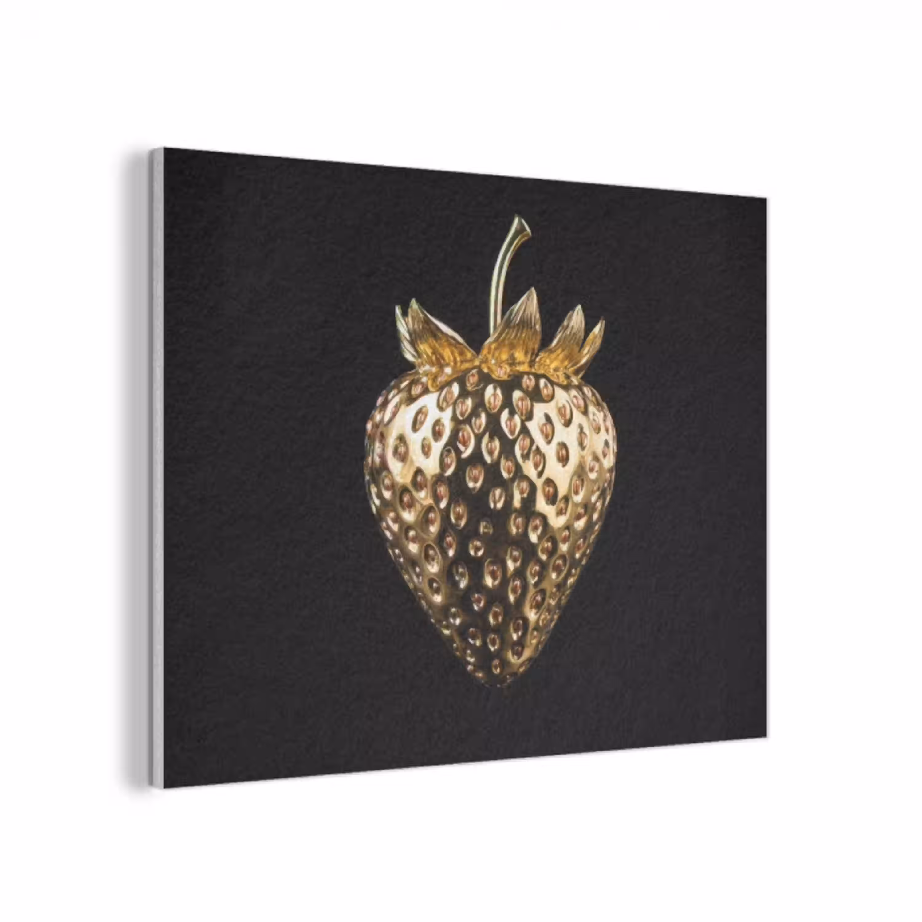 Aardbei - Goud - Zwart - Chrome PET vilt klein -3d