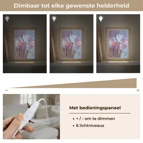 Tulpen - Glazen - Bloemblaadjes - Pasteltinten Light Box met kabel (Tafellamp) klein -USP_dimbaarNL