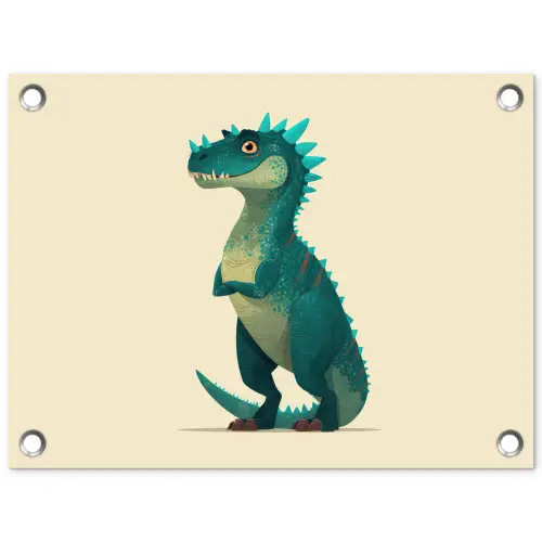Dinosaurus - Turquoise - Stekels tuinposter los doek klein -3d