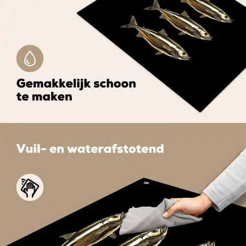 Vissen - Goud - Zwart Inductie beschemer met haakjes klein -ky-schoon-nl