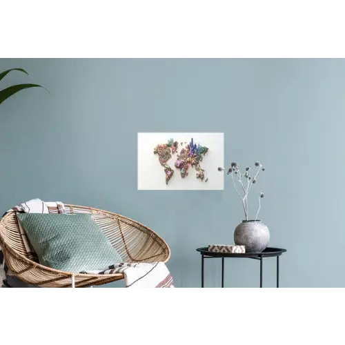 Wereldkaart - Kristallen - Unieke tinten Muursticker klein -plant