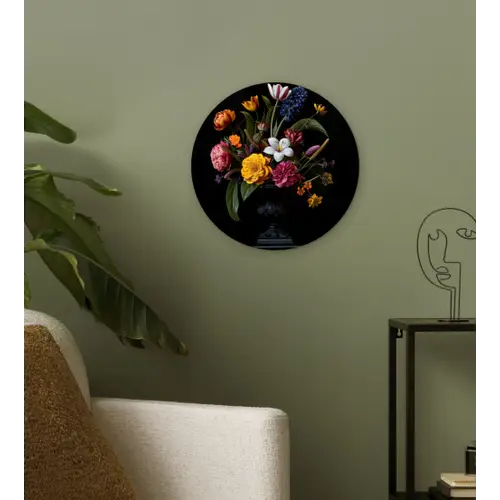 Lente - Bloemen - Klassiek - Vaas Wandcirkel kunststof plaat 5mm dik klein -sfeer3