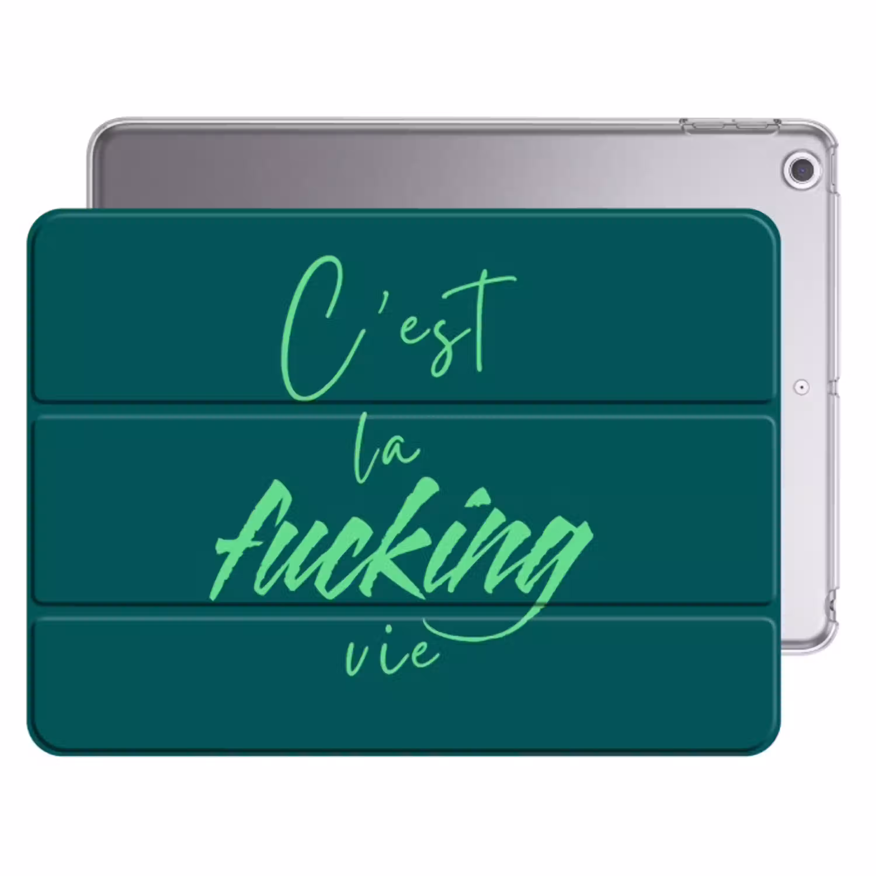 c'est la fucking vie - Groen - Handgeschreven Apple iPad 2017 middel -threedimensional_3d_global