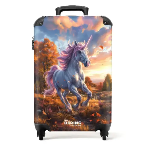 Galopperende Eenhoorn in Herfstwereld Koffer - NBS - Handbagage middel -productfoto_recht