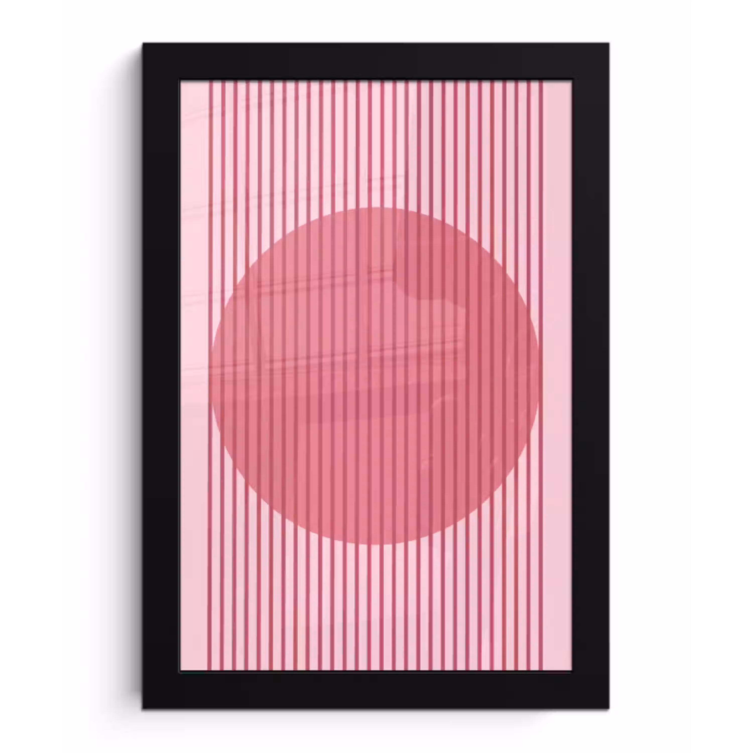 Abstract - Strepen - Ovaal - Roze - Modern fotolijst zwart zonder passe partout klein -3d