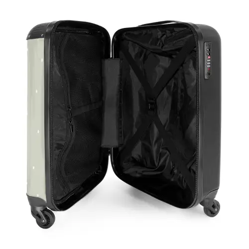 Vos en konijn omringd door groene blaadjes en stippen NBS - Handbagage koffer - Volwassenen Unisex middel -binnenkant