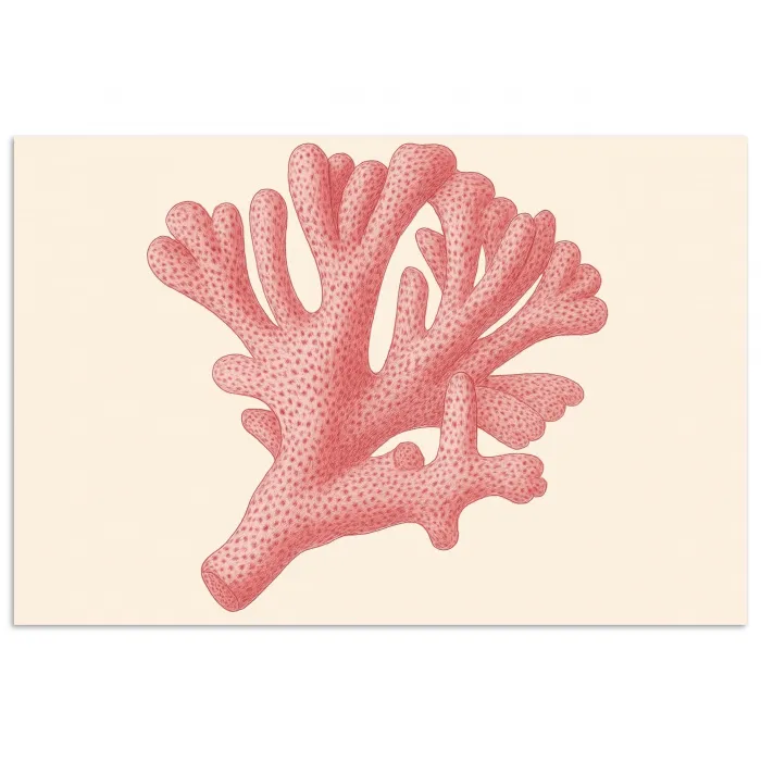 Koraal - Stipjes - Roze poster papier klein -3d