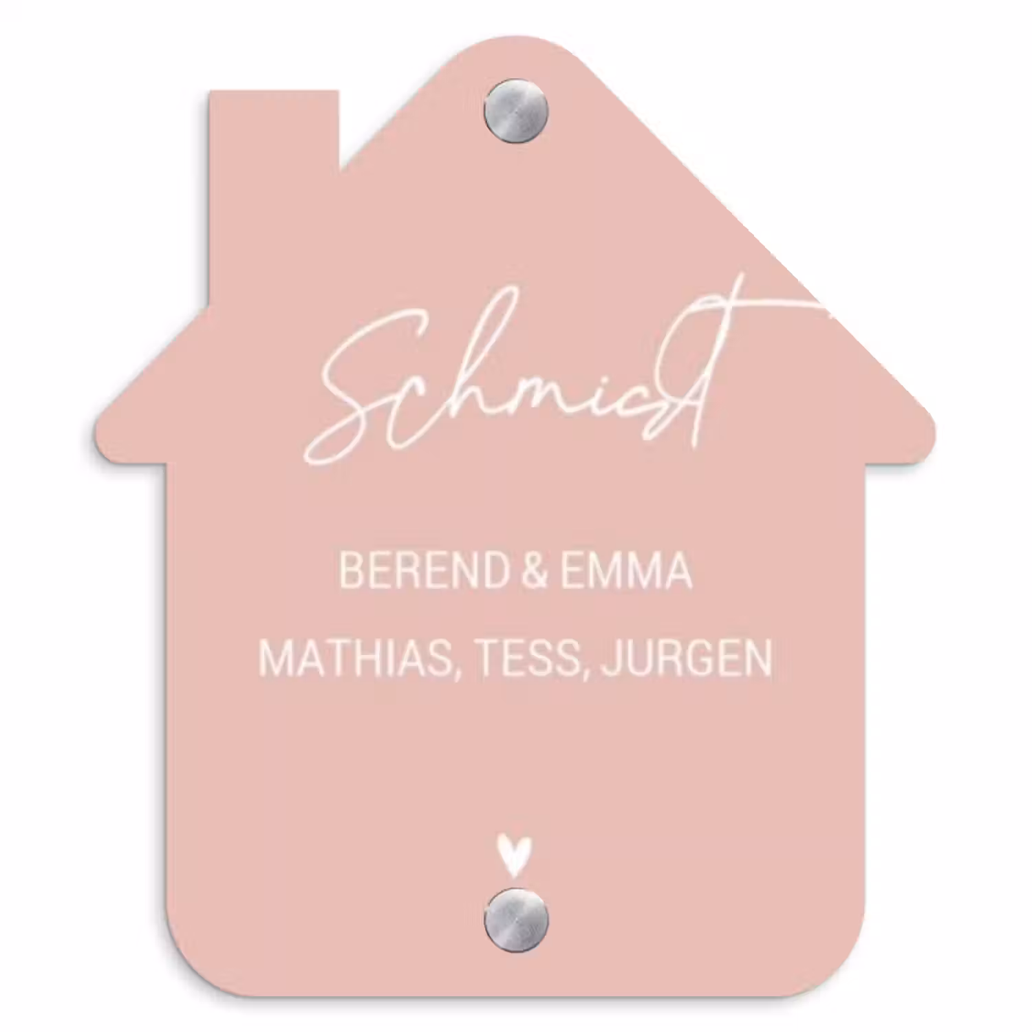 Namensschild Haustür Häuschen - Einfarbig rosa - Elegant
