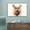 Hert - Ree - Gewei - Kunst - Verf - Dier - Kleurrijk canvas 2cm klein -sfeer4