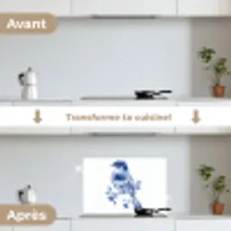 Vogel - Delfts blauw - Illustratie - Bloemen keuken achterwand spatscherm klein -voor_na_FR