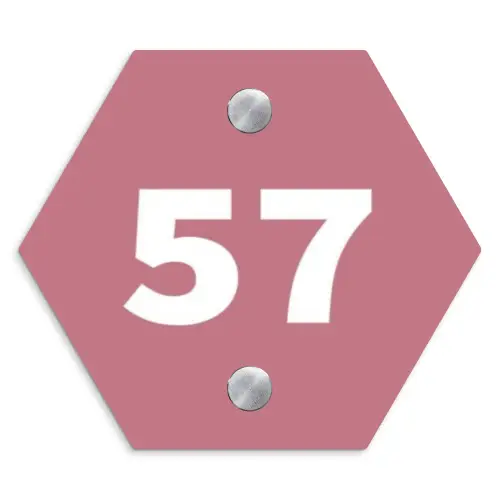 Oudroze - Traditioneel Naambord Hexagon klein -3d
