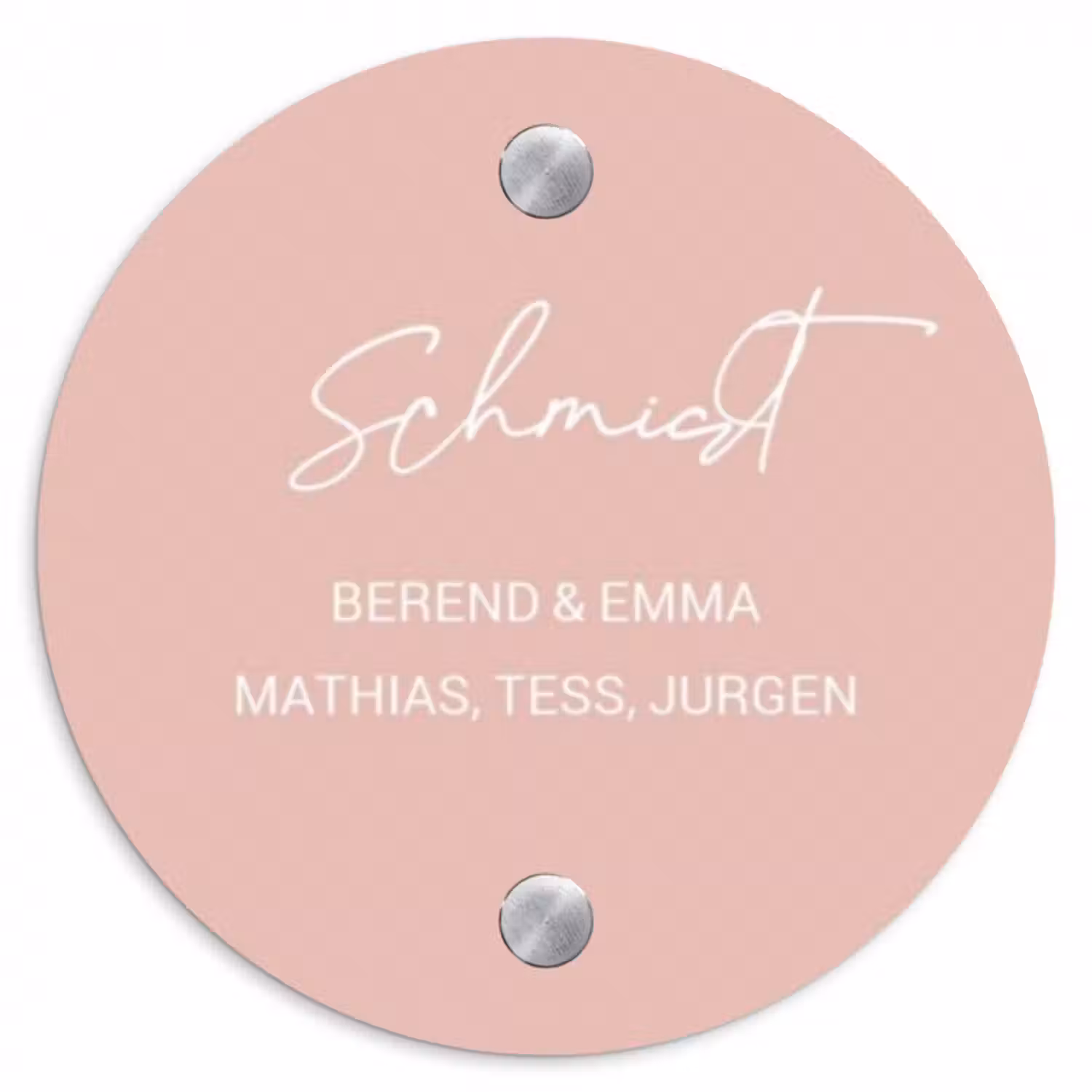 Namensschild Haustür Rund – Einfarbig rosa - Elegant