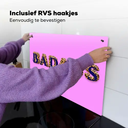 Felroze - Badass - Panterprint - Schaduw Inductie beschemer met haakjes klein -ky-ophangen-nl