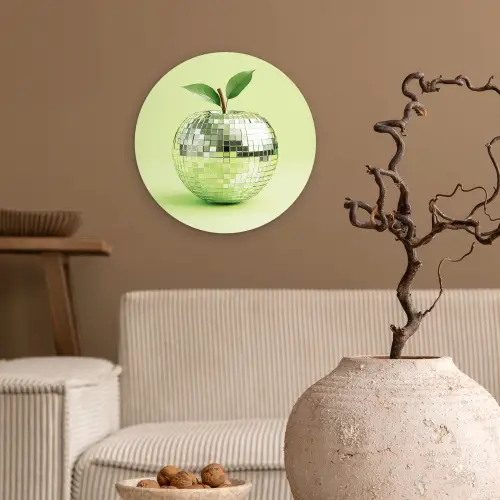 Groen - Disco - Decoratie - Appel Wandcirkel kunststof plaat 5mm dik klein -sfeer1
