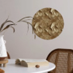 Organisch - Patroon - Bladeren - Goud Wandcirkel behangsticker klein 186 -sfeer3