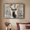 Abstract - Hert - Gewei - Goud Textielframe - compleet frame klein -sfeer1