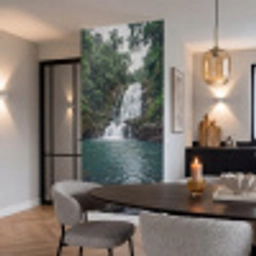 Waterfall - Forest - Nature - Greenkhgyguyg Behang Vlies klein -sfeer3