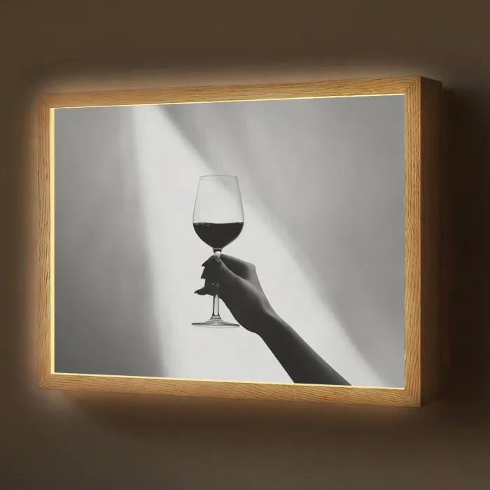 Lichtinval - Wijn - Rood - Glas Light Box met batterij (Wandlamp) middel -z3d_website