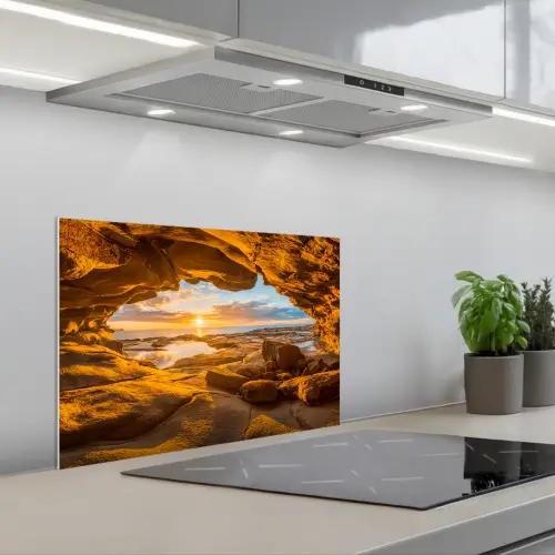Grot - Zee - Horizon - Zonsondergang keuken achterwand spatscherm klein -3d_schuin