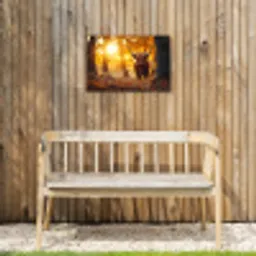 Schotse hooglander - Bos - Herfst - Dieren - Natuur - Bladeren Tuinposter op houten frame 2 cm dik klein -sfeer4