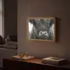 Schotse hooglander - Zwart - Wit - Sneeuwvlokken Light Box met batterij (Wandlamp) middel -sfeer1
