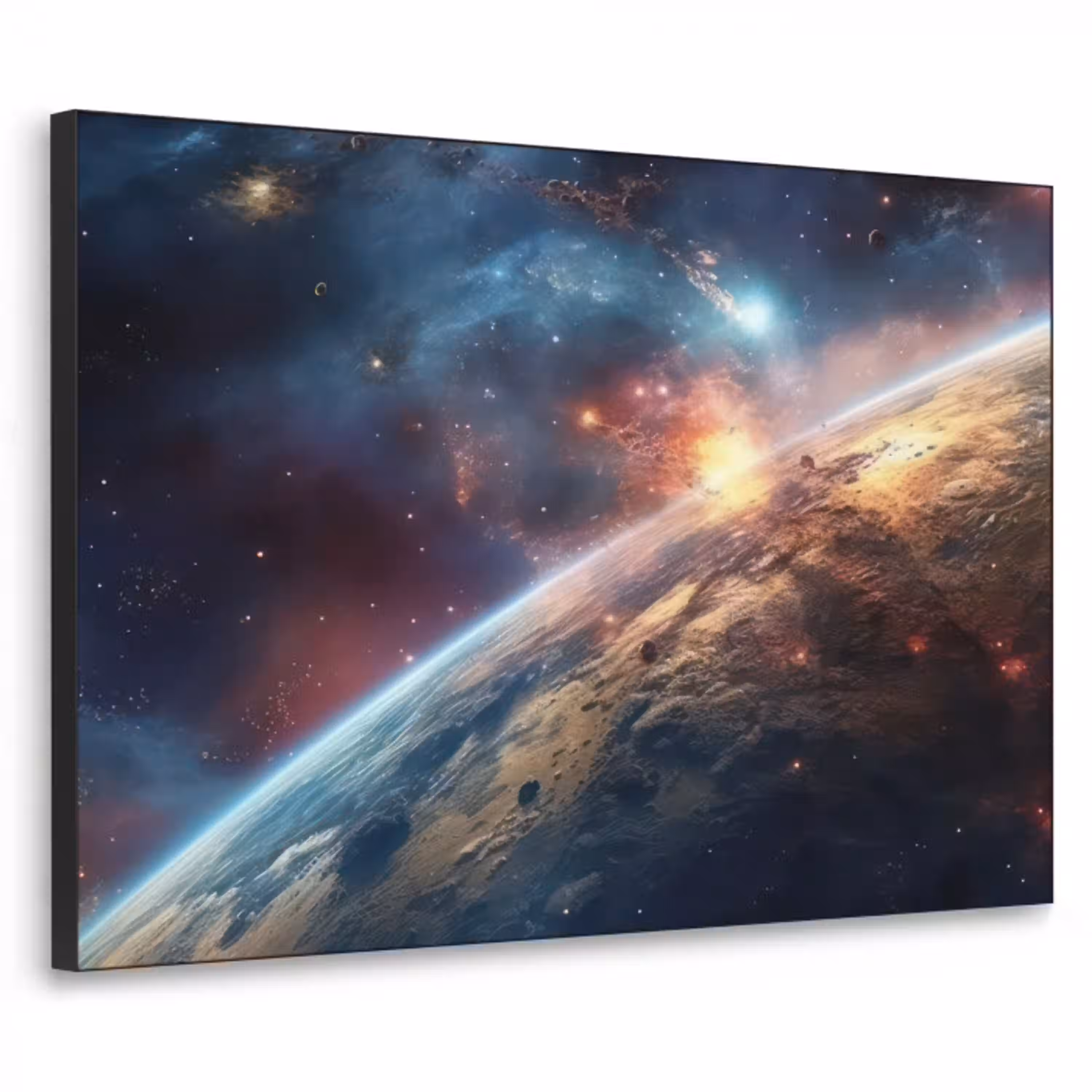 Heelal - Sterren - Ruimte - Planeet Textielframe zwart klein -3d