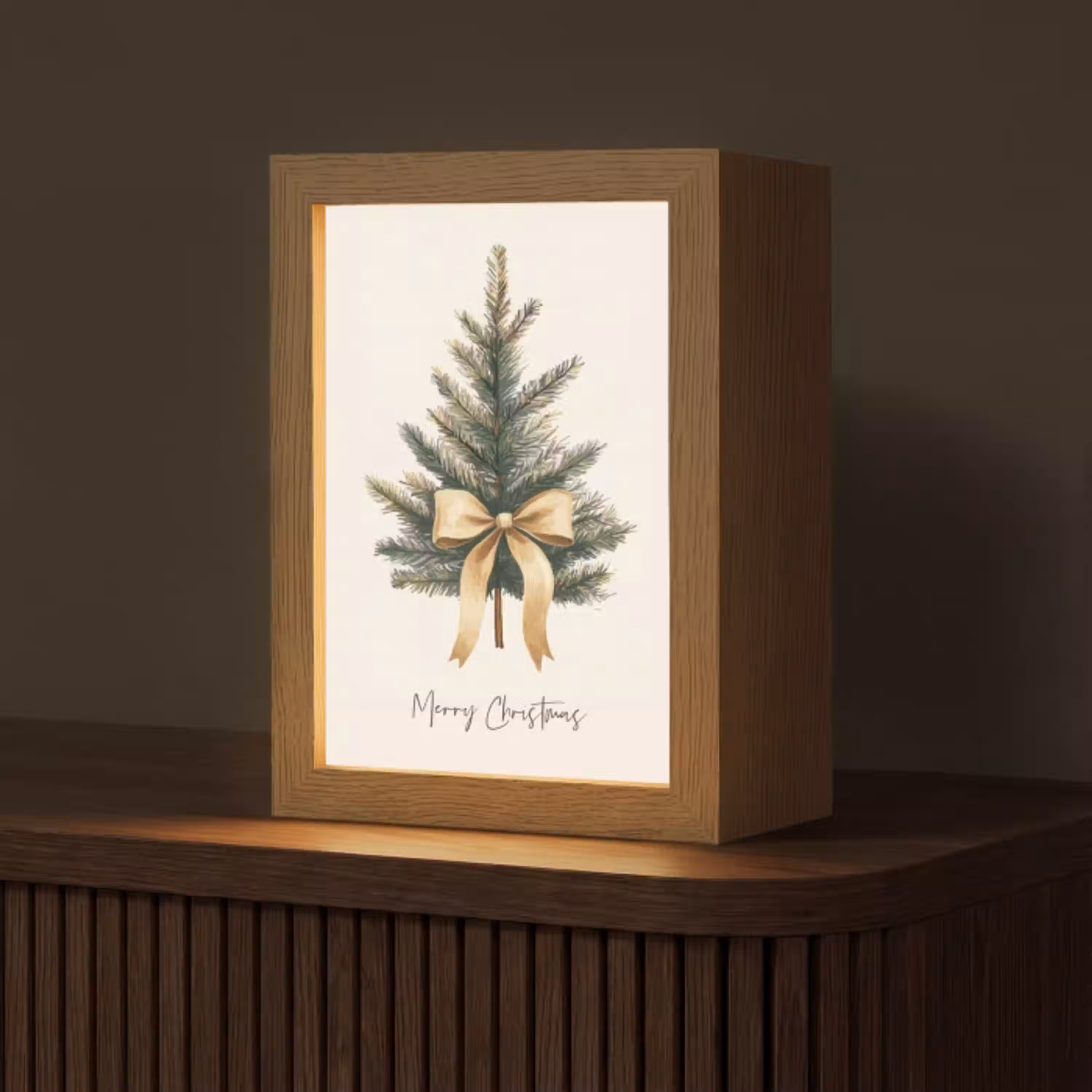 Kerstboom - Kerst - Merry Christmas - Beige Light Box met kabel (Tafellamp) klein -z3d_website