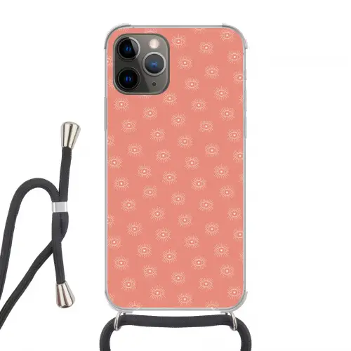 Boho - Print - Roze - Wit - Ogen Hoesje iPhone 12 Pro met koord klein -3d