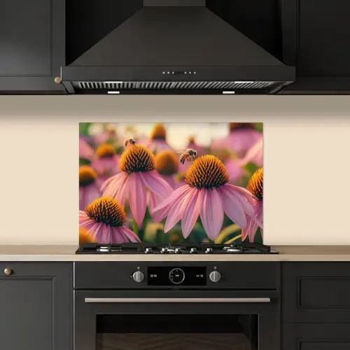 Bloemen - Paars - Bijen keuken achterwand spatscherm klein -sfeer1