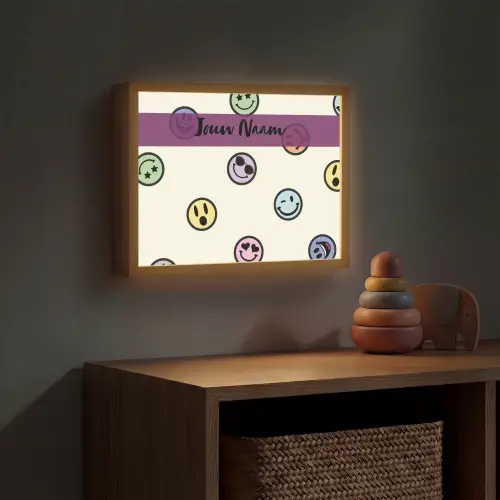 Smileys - Kleurrijk - Grappig Light Box met batterij (Wandlamp kind) middel -sfeer5_kind