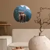 Schotse hooglander - Berg - Landschap - Bomen - Koe - Natuur Wandcirkel behangsticker klein -sfeer1